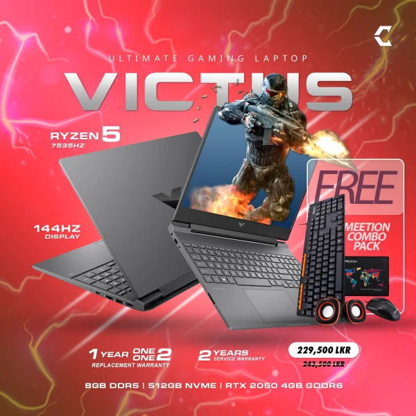 HP VICTUS 15-FB1013DX |  AMD Ryzen™ 5 | 512GB NVME SSD | 8 GB DDR5 | 15.6" FHD 144 Hz Display (FREE Meetion Combo Pack)