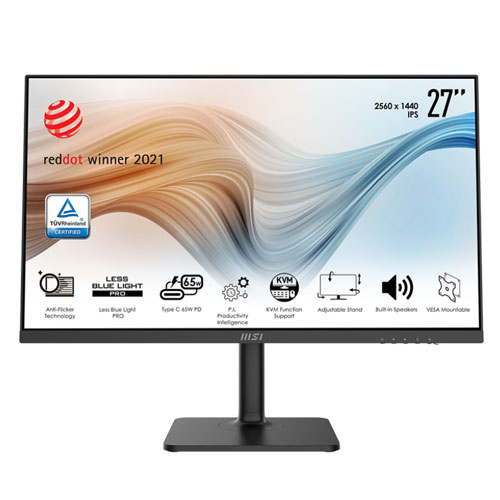 MSI Modern MD272QXP 27'' Inch 100Hz WQHD (2560 X 1440) IPS Level Business & Productivity Monitor ( 3 YEARS WARRANTY)
